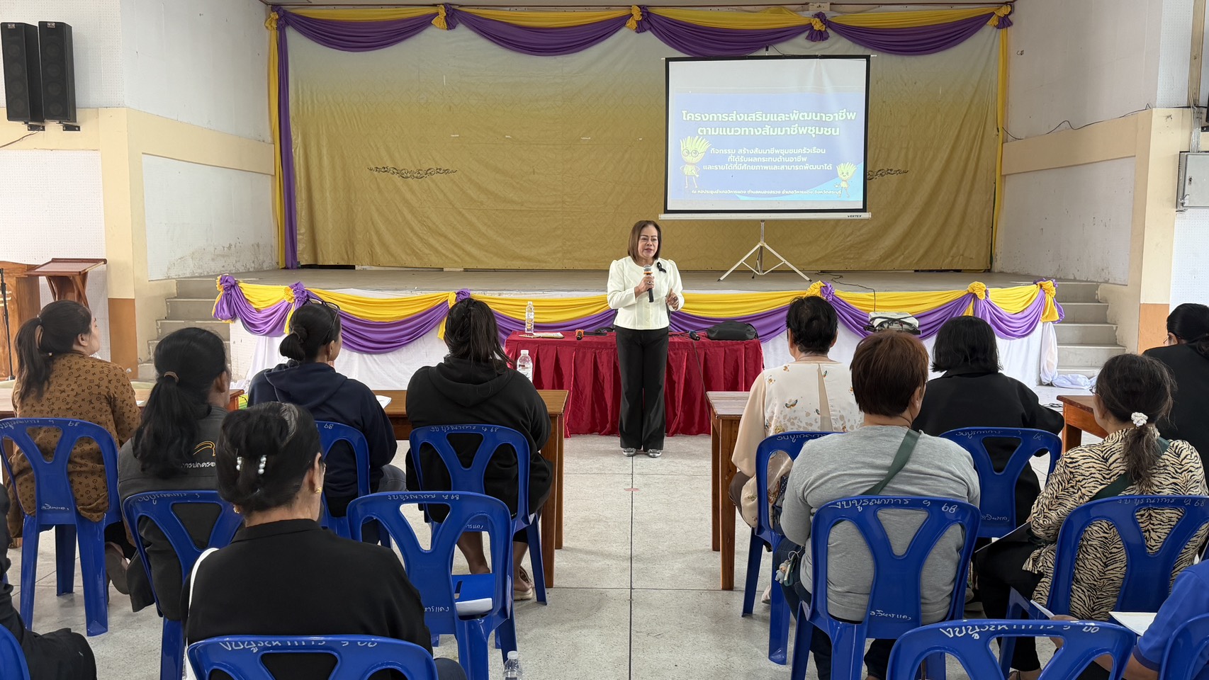 สำนักงานพัฒนาชุมชนอำเภอวิหารแดง ดำเนินโครงการส่งเสริมและพัฒนาอาชีพตามแนวทางสัมมาชีพชุมชน กิจกรรม สร้างสัมมาชีพชุมชนครัวเรือนที่ได้รับผลกระทบด้านอาชีพและรายได้ที่มีศักยภาพและสามารถพัฒนาได้